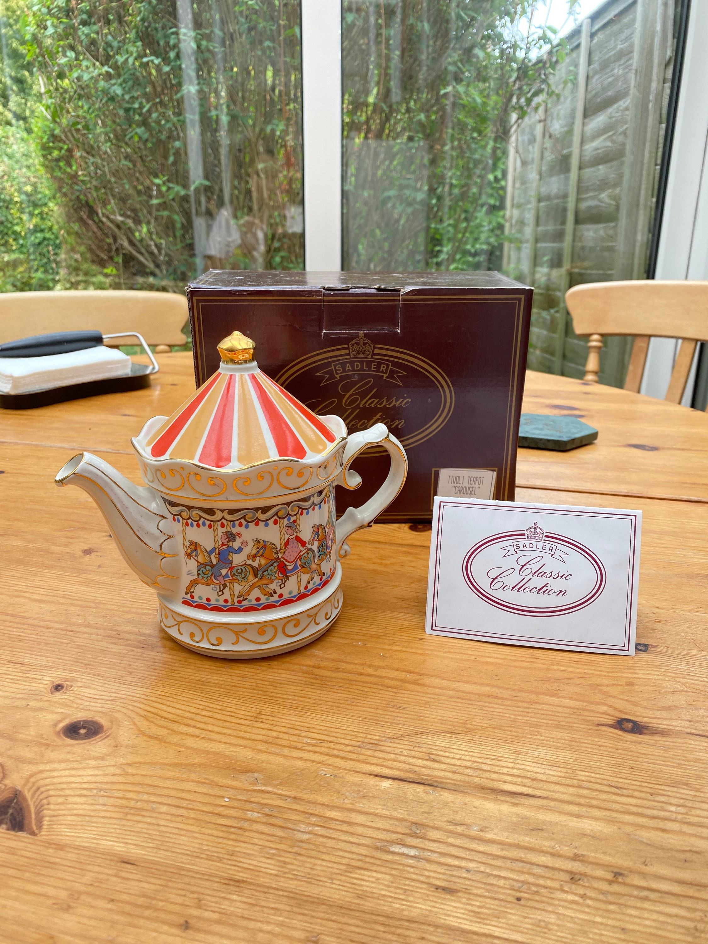 Vintage Sadler Edwardian Carousel Teapot From 1980's in Original Box