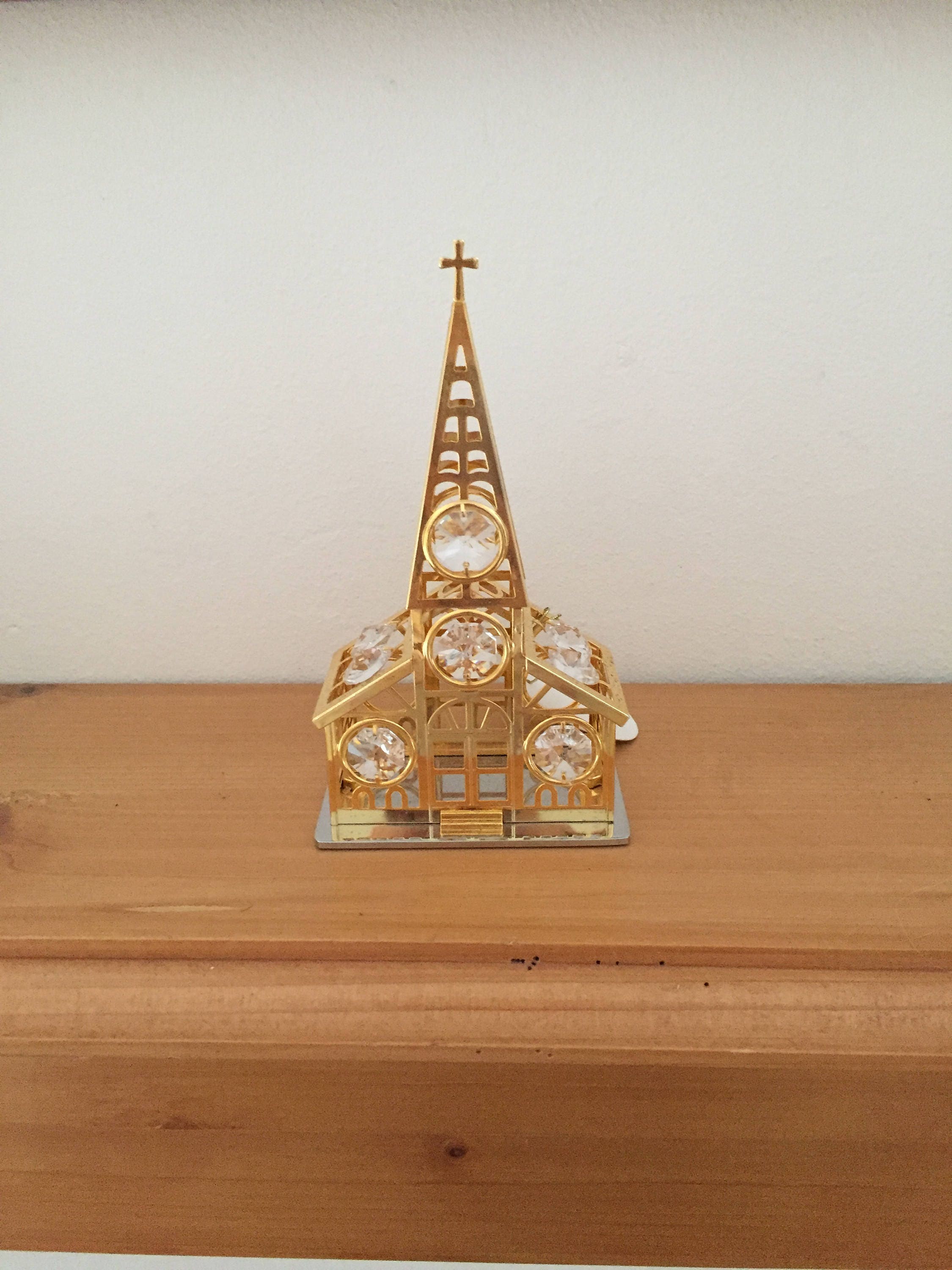Vintage 24K GP Sparkly Austrian Crystal Church Figurine Etsy