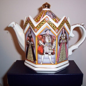 Vintage Sadler Teekanne König Heinrich VIII. und seine sechs Frauen – die Minster Historical Series – aus den 1980er Jahren