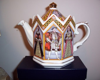 Vintage Sadler Teapot King Henry VIII and His Six Wives -the Minster Historical Series - from 1980s