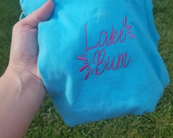 Lake Bum summer tank top | embroidered unisex tank | swimsuit coverup