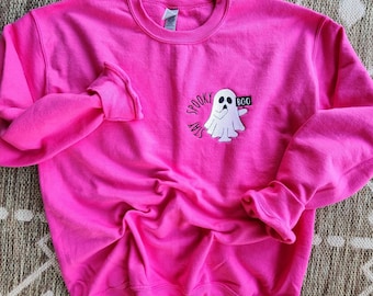 Pink halloween embroidered sweatshirt | ghost sweatshirt