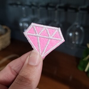 Diamond iron on patch | glitter background with embroidered stitching