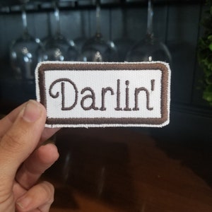 Darlin iron on patch | fully embroidered background filled