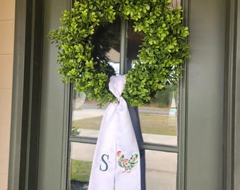 Embroidered spring chicken wreath SASH- wreath not included