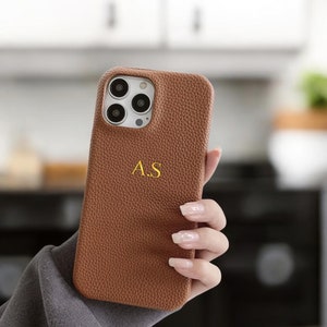 Dainty Leather phone case for iPhone 16 15 14 13 Pro Max Personalized Monogram Engraved Leather iPhone Case/ Best friend Gift For Her