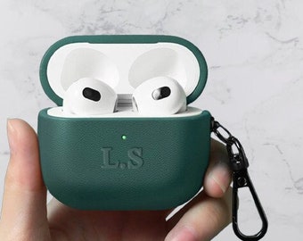 Personalized Custom Initials Leather Airpod Case| Custom Engraved AirPod 3 Case | Personalized Gift Idea For Him Her Monogram Airpod Pro 2