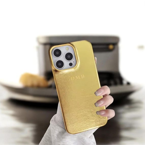 Monogram Personalised Iphone Case Leather Personalized Gold