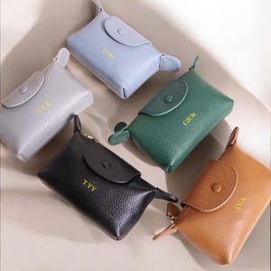 Personalisierte Monogramm Leder Geldbörse Halter Benutzerdefinierte Karte Münztasche Brieftasche Lederkarte Reißverschlusstasche Schlüsselring Brautjungfer Geschenk für Ihn Sie