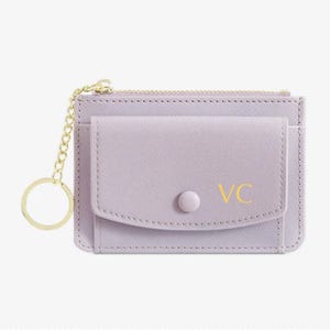 Porte-cartes de crédit monogramme personnalisé en cuir carte personnalisée porte-monnaie porte-monnaie enveloppe carte poche zippée boucle cadeau de demoiselle d'honneur cadeau pour lui elle