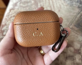 Personalized Custom Engraved Initials Monogram Pebble Leather Pastel Airpod Case | Custom AirPod 3 Case | Gift Idea For Him Her Airpod Pro 2