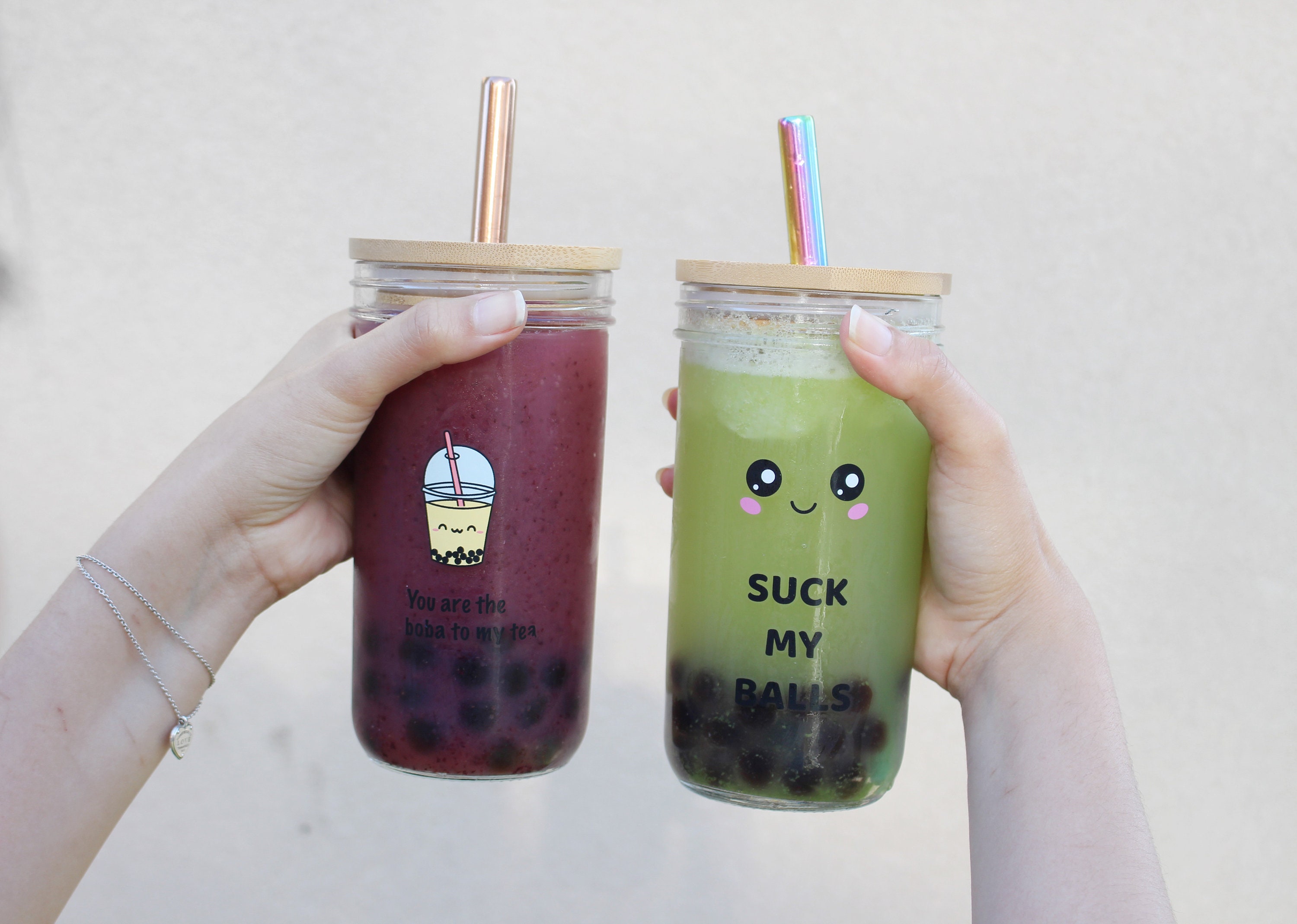 Reusable Bubble Tea Cup With Bevel Cut Stainless Steel Straw/ Eco-friendly Boba  Tea Cup / Reusable Smoothie Tumbler / Cute Reusable Boba Cup 