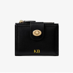 Personalisierter Monogramm-Kreditkartenhalter Leder Kundenkarte Münze Brieftasche Umschlag Karte Zip Tasche Schnalle Brautjungfer Geschenk Geschenk für Ihn Sie