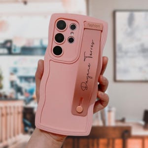 Customized Name Case Liquid Silicone, Personalized Wavy Wrist Strap For S24 S23 S22 S21 Ultra S23 Plus Protective Cover Gift For Her Him