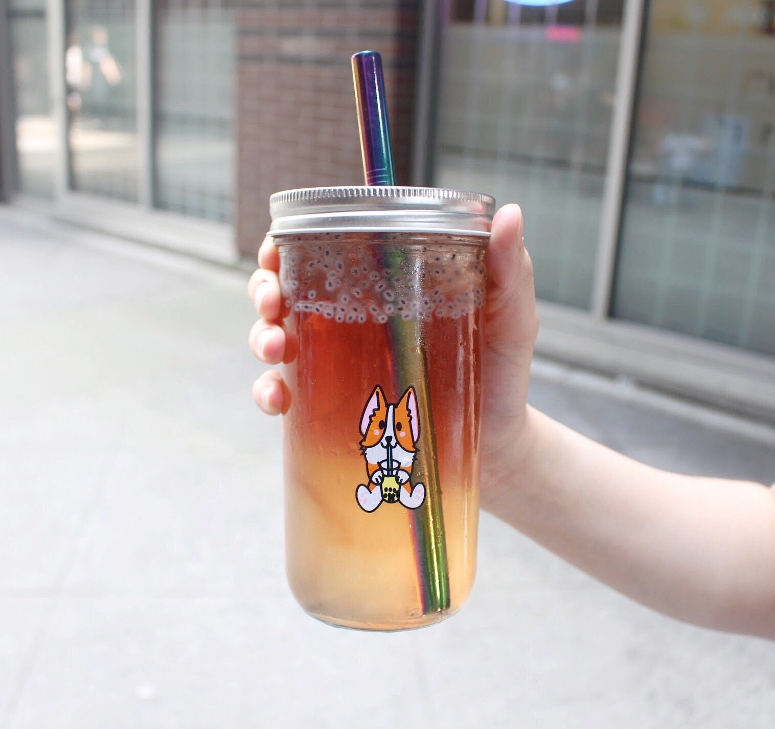 Tasse à thé à bulles réutilisable avec paille en acier inoxydable