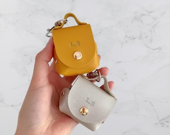 Personalized Custom Engraved Initials Monogram Leather Airpod Case | Custom Cute Purse Bag AirPod 3 Case | Gift Idea For Her Airpod Pro 2