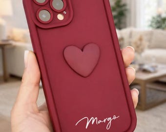 Funda de silicona líquida personalizada con nombre y corazón, a prueba de golpes, para iPhone 17, 16, 15, iPhone 14, 13, 12, 11 Pro Max Plus, regalo para damas de honor