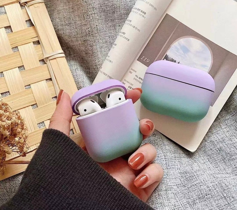 Custom Name Ombré Friends AirPod 4 Case | Personalized Name Initials Coloured Gradient AirPod Pro 2 Case | Apple AirPod 3 Holder Gift Purple Green