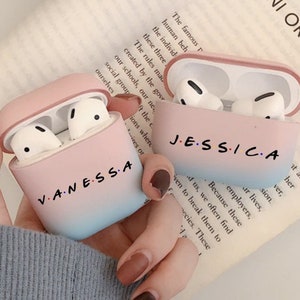 Custom Name Ombré Friends Airpod Case | Personalized Name Initials Coloured Gradient Airpod Pro 2 Case | Apple Airpod 3 Holder