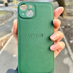 Personalized Leather Phone Case For iPhone 15 14 12 13 Pro Max Plus Luxury Embossed Initials Custom Leather Phone Cover Gift For Her Him