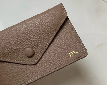 Personalized Monogram Credit Card Holder Leather Custom Card Wallet Case Envelope Leather Card CardHolder Bridesmaid Gift Gift for Him Her