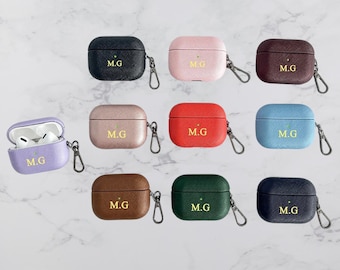 Personalized Custom Engraved Initials Monogram Leather Airpod Case| Custom AirPod 3 Case |Personalize Leather Gift For Him Her Airpod Pro