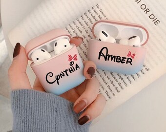 Personalisierte benutzerdefinierte Name Ombré Farbe Airpod Hülle | Benutzerdefinierte Name Hartplastik AirPod Pro Fall | AirPod 3 personalisierte Geschenkidee für sie
