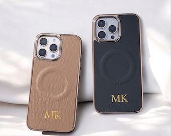Custodia magnetica MagSafe per telefono con iniziali personalizzate per iPhone 16 15 iPhone 14 13 12 11 Pro Max Ricarica wireless Regalo personalizzato per lei e lui