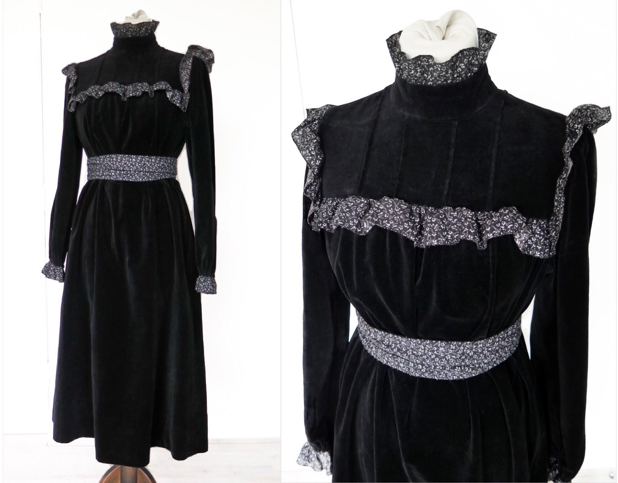 Old fashioned high neck black dress sales