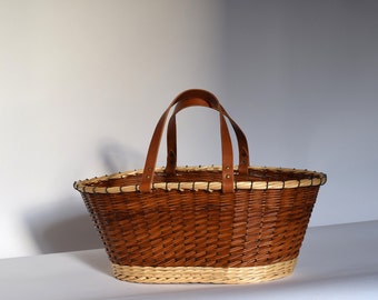 Panier à provision en osier bicolore