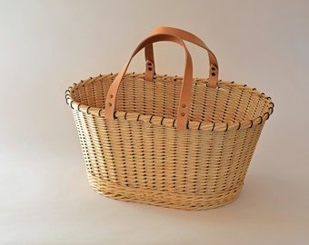 White wicker shopping basket