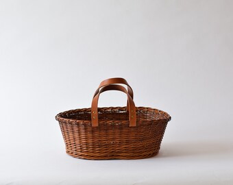 Panier à provision bas en osier brut