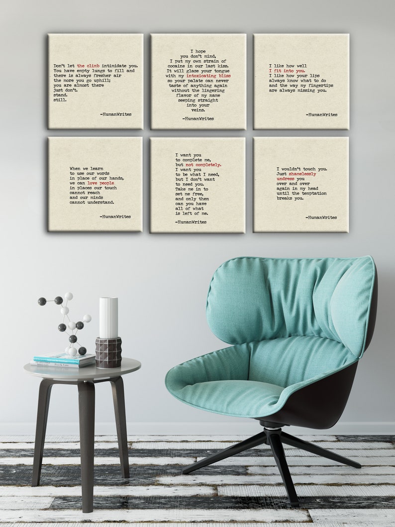 Canvas Quote Bundle Wall Decor Typewriter Font Word Art Wall Art Love Quote Inspiration 12x12 In