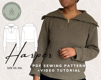 HARPER Pullover // Digital Sewing Pattern // Sizes XS-3XL //  PDF Sewing Pattern for Beginners // Instant download with Instructions