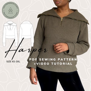 HARPER Pullover // Digital Sewing Pattern // Sizes XS-3XL //  PDF Sewing Pattern for Beginners // Instant download with Instructions