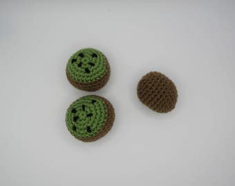 Kiwi, Whole Kiwi, Kiwi in Halves, Crochet Food, Toy, Peluche, Like Dad, Like Mom, Little Kitchen, Grocery