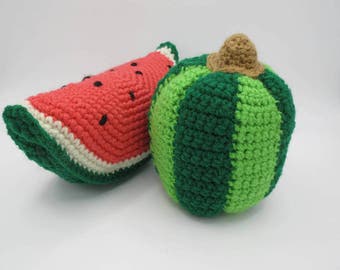 Watermelon, Whole Watermelon, Slice, Crochet Food, Toy, Peluche, Like Dad, Like Mom, Little Kitchen, Grocery