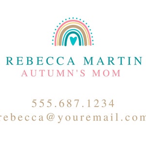 Over the Rainbow editable digital template calling card. Personalize your info. Instant download!