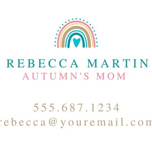 Over the Rainbow editable digital template calling card. Personalize your info. Instant download!