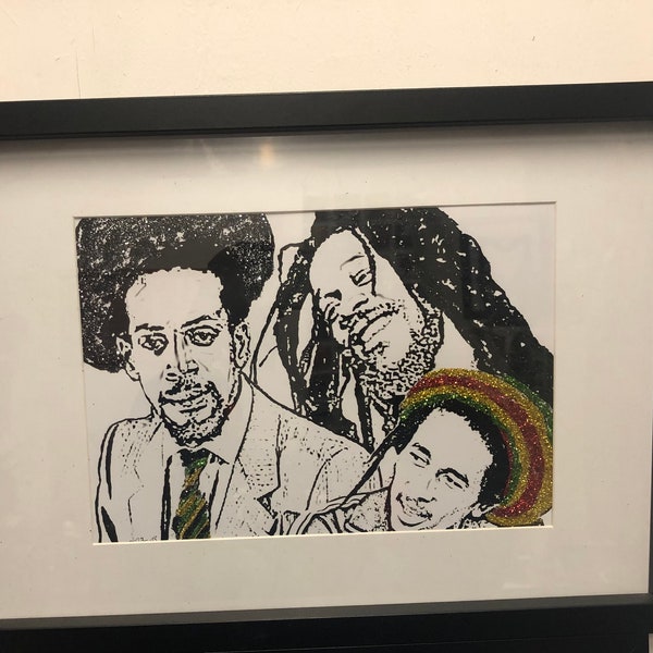 Bob Marley, Gregory Isaac, Dennis Brown - Framed A4