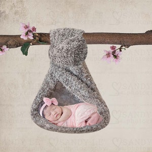 Newborn Digital Backdrop - Hanging Tree Branch with Cherry Blossoms Background Composite