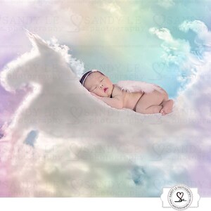 Neugeborenen digitale Kulisse - Einhorn Regenbogen Sunflare Wolken Hintergrund Composite