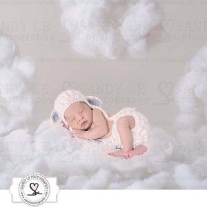 Newborn Digital Backdrop - White Clouds Background Composite