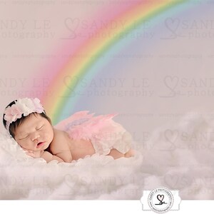 Newborn Digital Backdrop - Clouds with Rainbow Background Composite