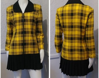 Yellow plaid skirt and blazer zr2 for sale Clearance