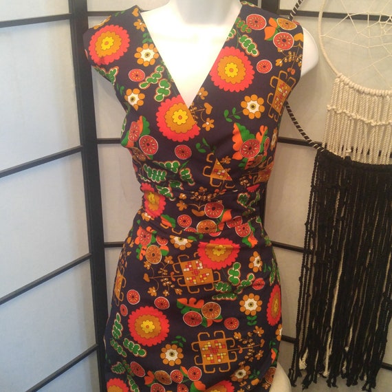 Vintage 70's Handmade Floral Long Dress - Authent… - image 2