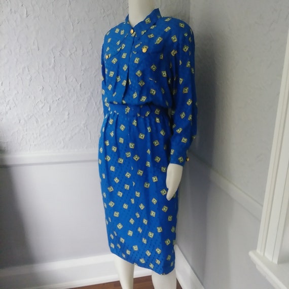 Vintage Blue Dress with Matching Belt 'Maggy Lond… - image 4