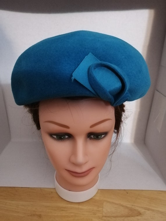 Vintage Women's Blue Hat, Retro Hat, 1950's Hat - image 1