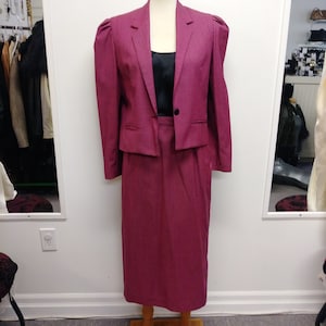 1990's Ladies Checkered pink & black Suit made in France for skirt'n sweater shops wool image 1