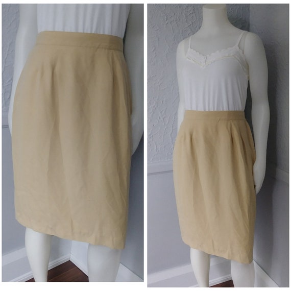 Vintage 90's 2000's Pale Yellow Skirt - Silk exte… - image 1